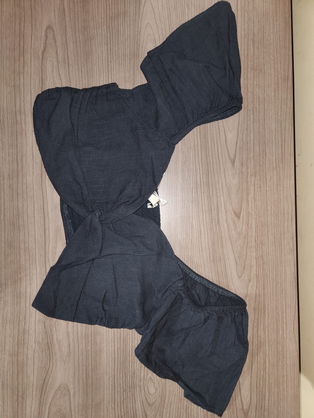 American Eagle Outfitters Navy Off-Shoulder Crop Top